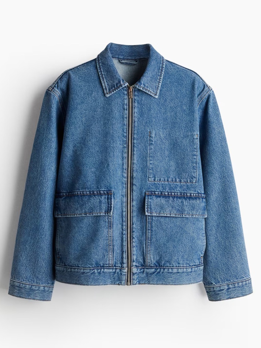 H&M Blue Denim Zip-Up Jean Jacket